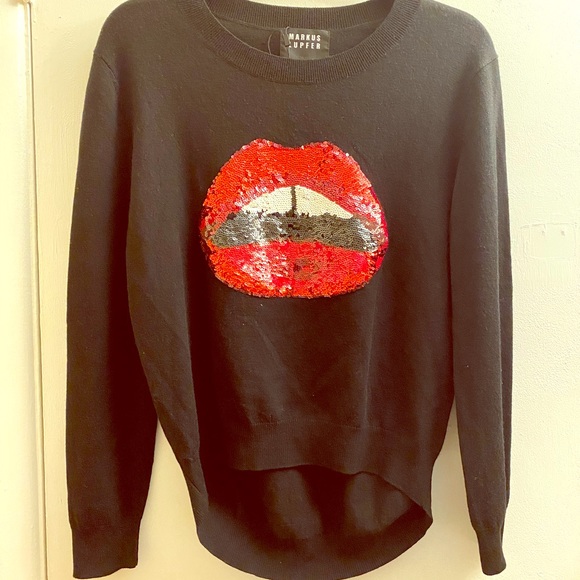 markus lupfer red lips jumper